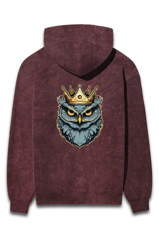 Crowned Owl acid-washed Men hoodie