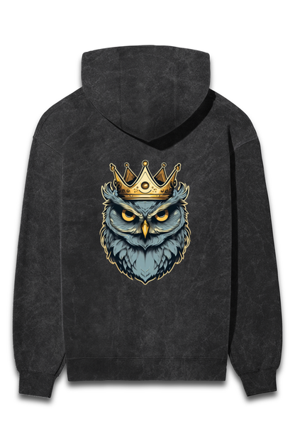 Crowned Owl acid-washed hoodie
